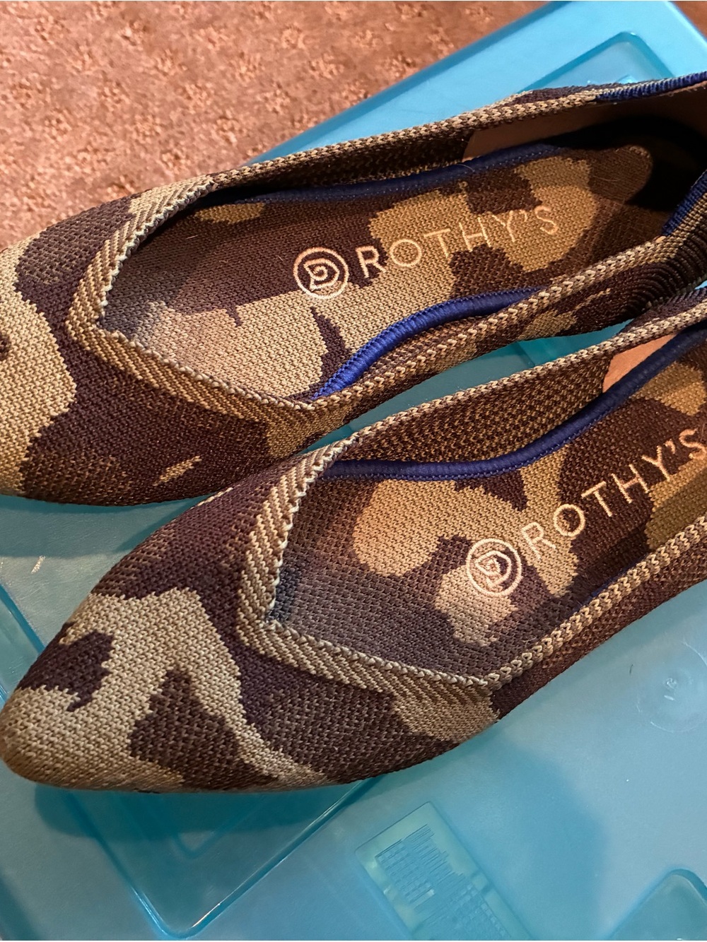 Rothy's Women's Camo Pointed-Toe Flat - Olive/Brown 7